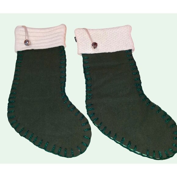 BaaBaaZuzu Handmade One of a kind Wool Knit Christmas Stockings Eco Friendly - Picture 6 of 9
